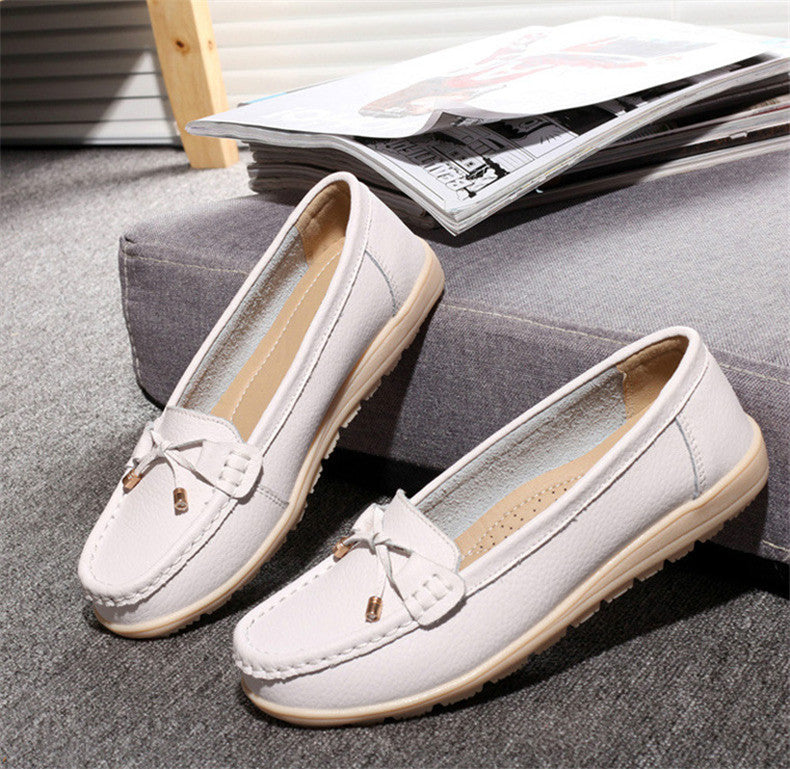 The slips genuine leather women flats shoes