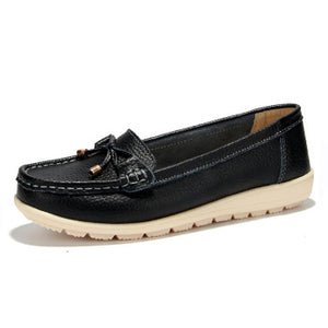 The slips genuine leather women flats shoes