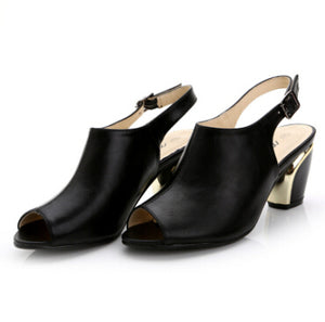 The Handmade leather slingbacks high heels shoes